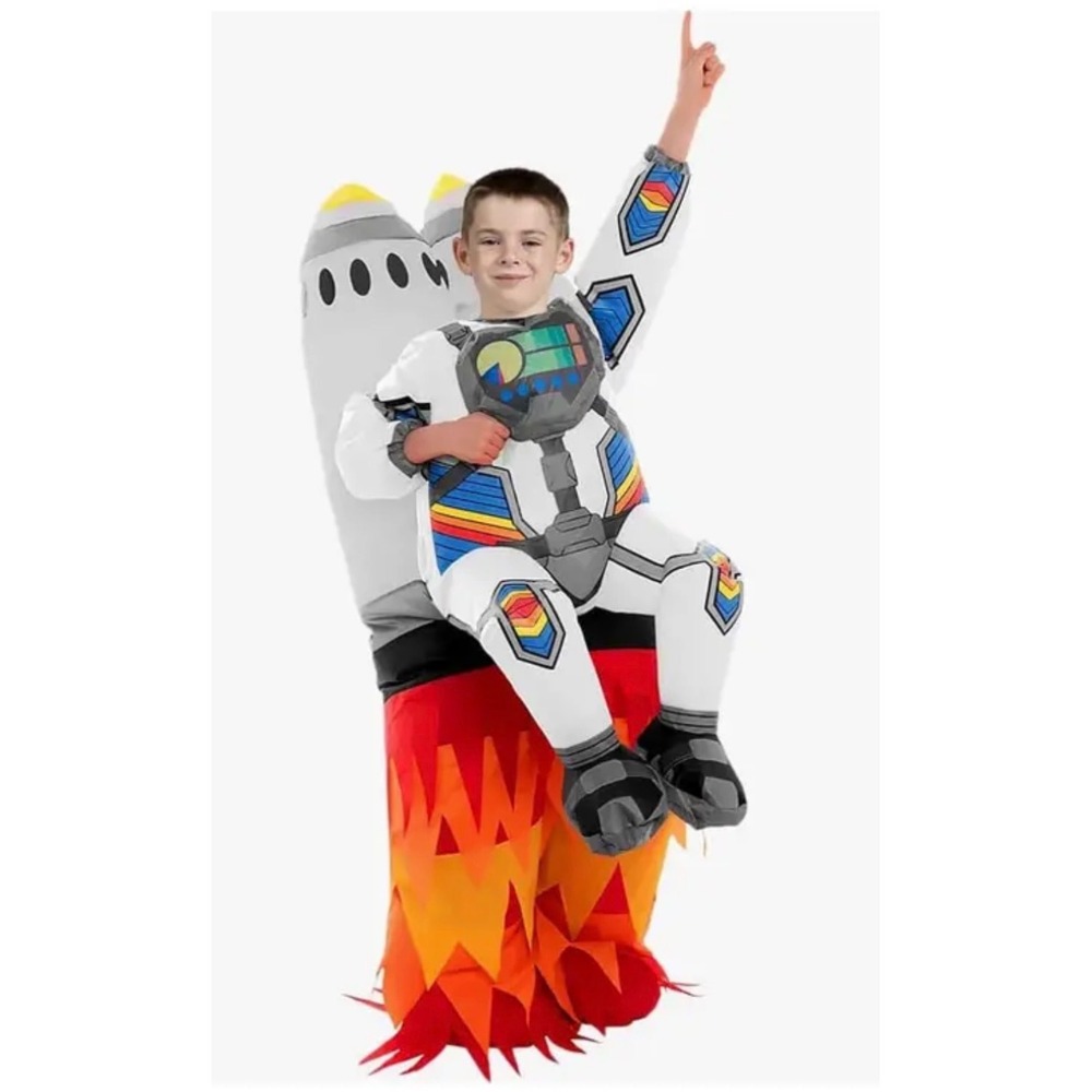 Puff Me Up Inflatable Astronaut Rocket Costume Kids 7-10 Years Full Body Suit